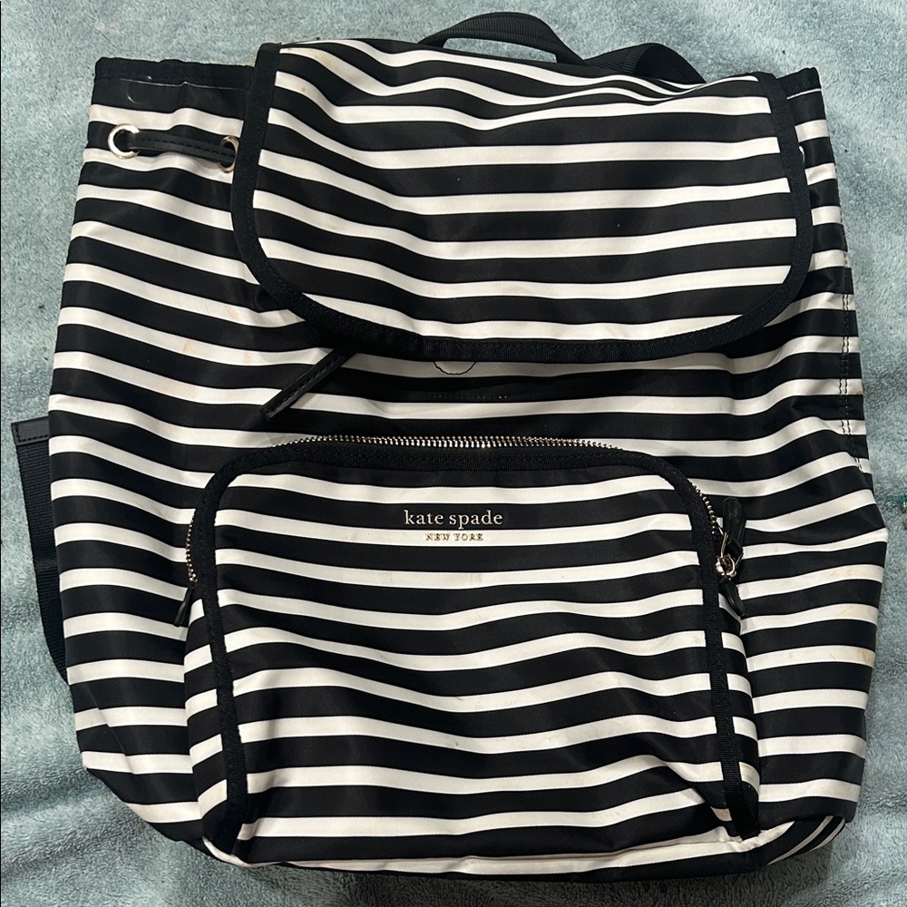 Kate Spade Black and White Striped Backpack